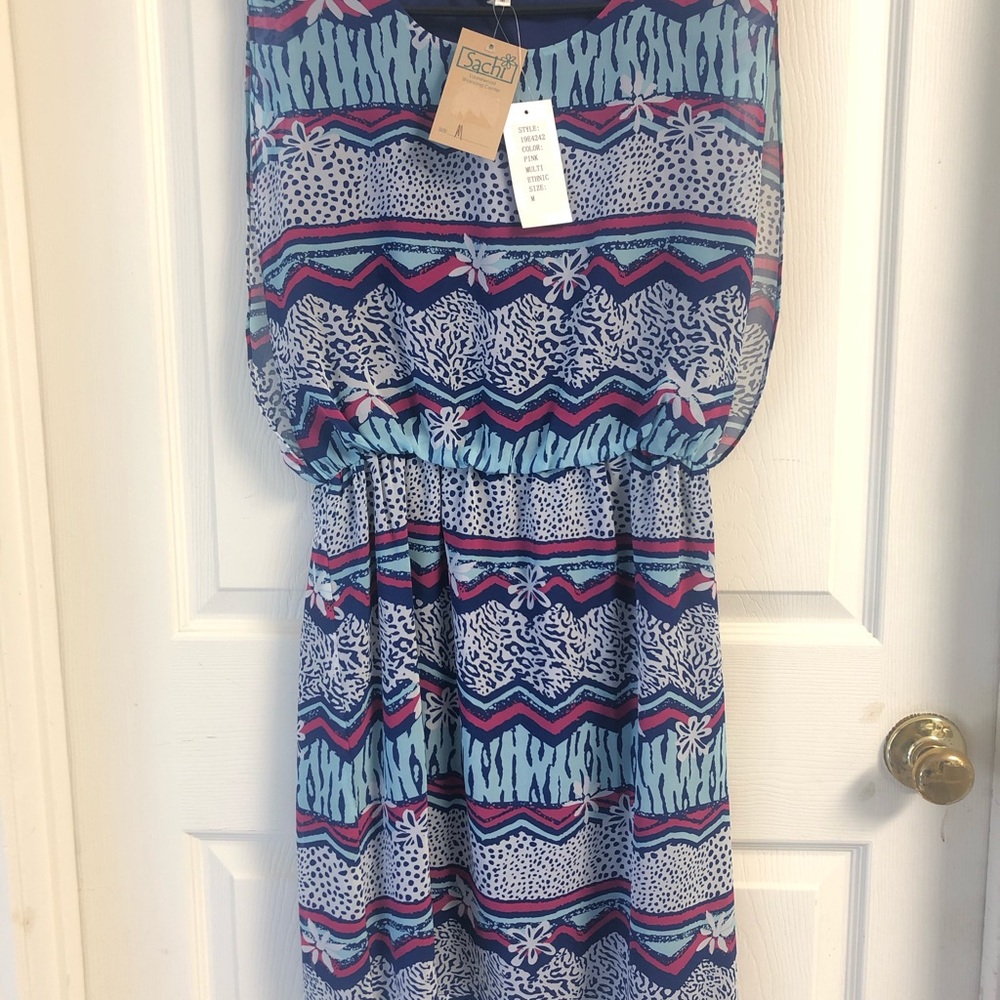 Multi color dress with blue lining